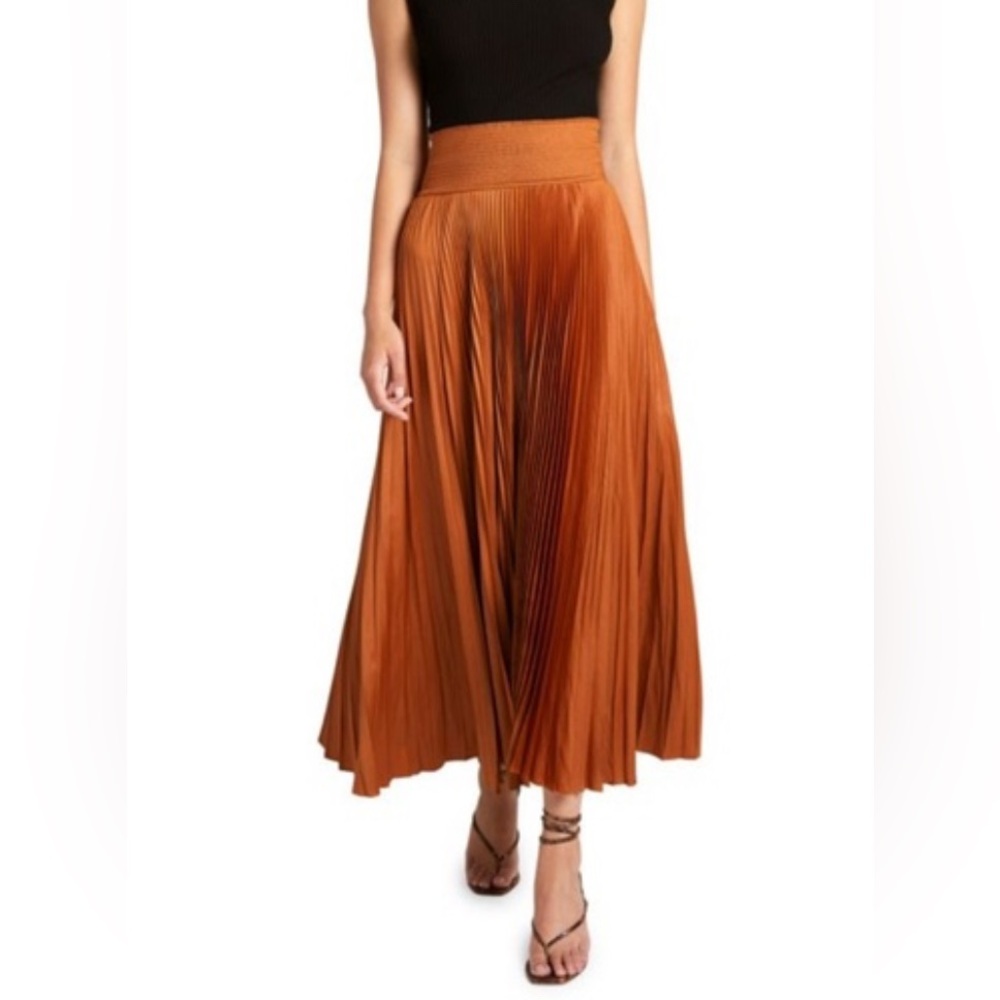 ALC Demi Pleated Midi Skirt in Caramel